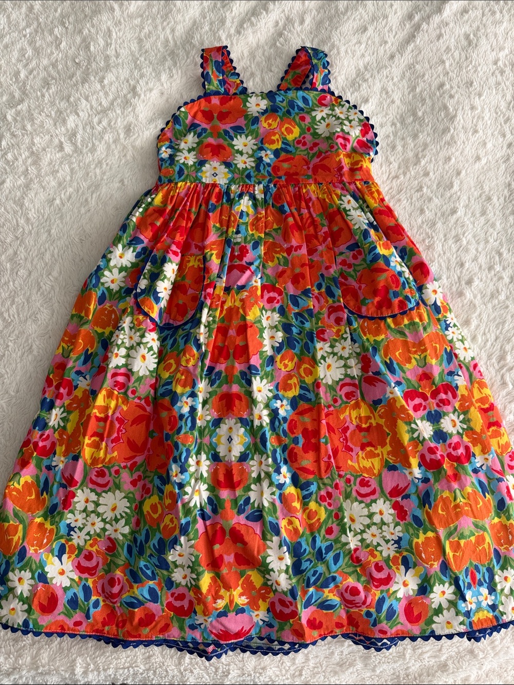 Bella Bliss girls size 8 red blue multicolor floral sleeveless sundress summer